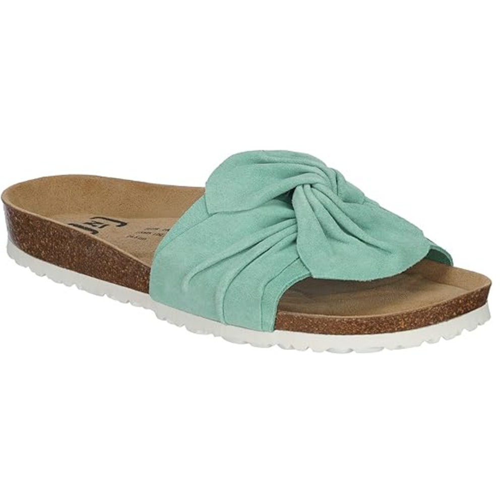 JOE N JOYCE Sylt Veloursleder Damen Pantolette grün Schmal Gr. 36