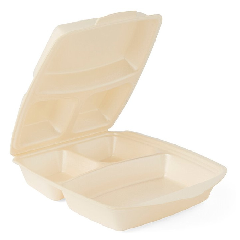 200 Dinnerbox / Menübox IP4 XPS 285 x 220 x 75 mm beige – 3-geteilt, laminiert