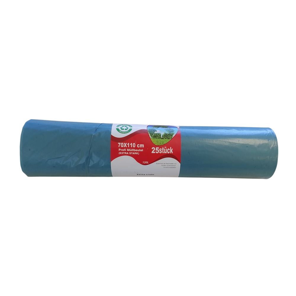10 Rollen Müllsäcke 120 l LDPE 700 x 1100 mm Blau Typ 60 je 25 Säcke
