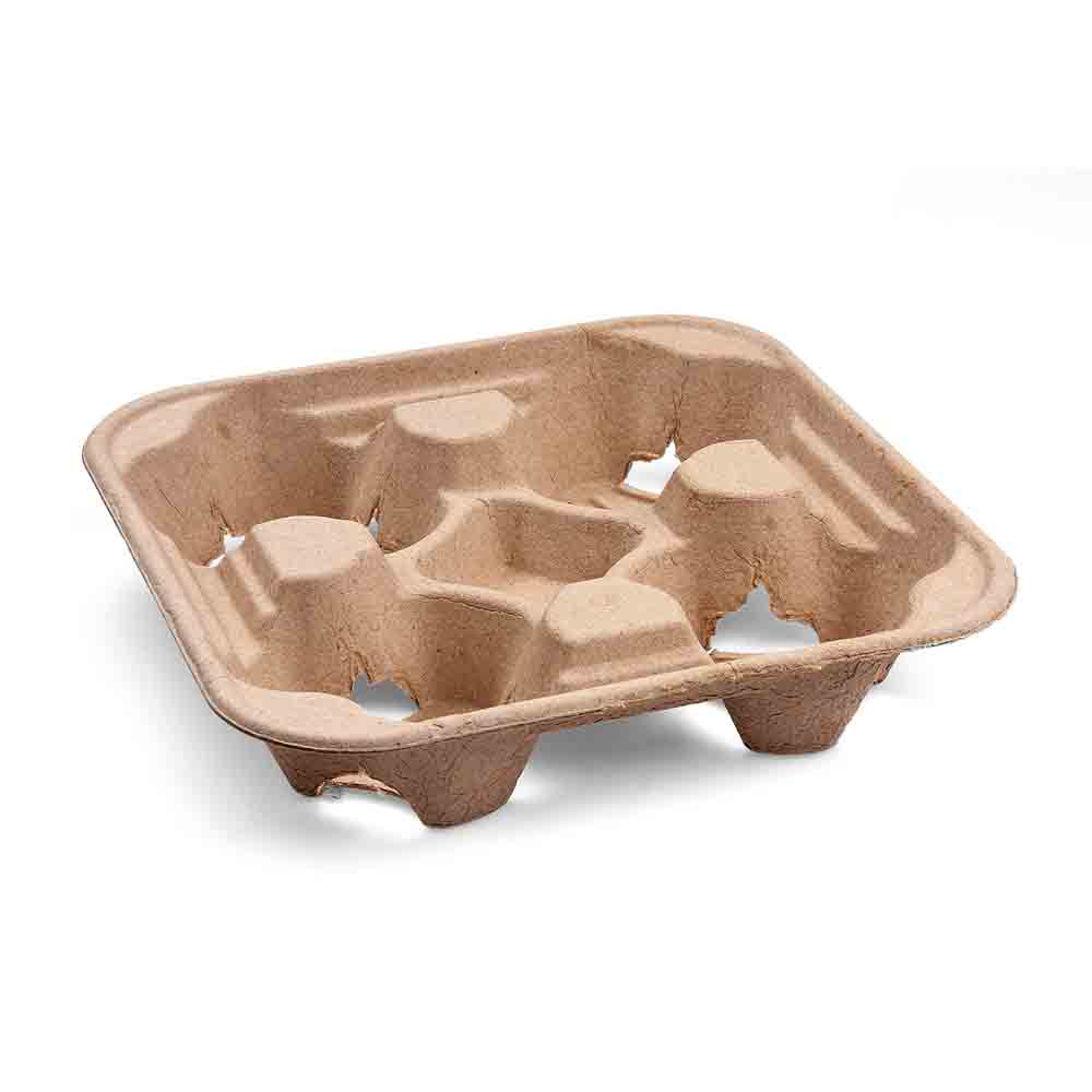 300 4-Cup Carrier Tragetabletts für Becher – PAP-Rec 220 x 220 x 45 mm
