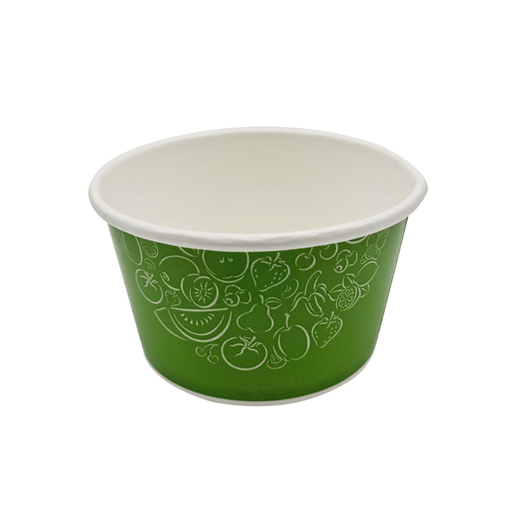 1000 Eisbecher Hartpapierbecher Ø 95 x H 62 mm 8 oz 200 ml grün mit Druck