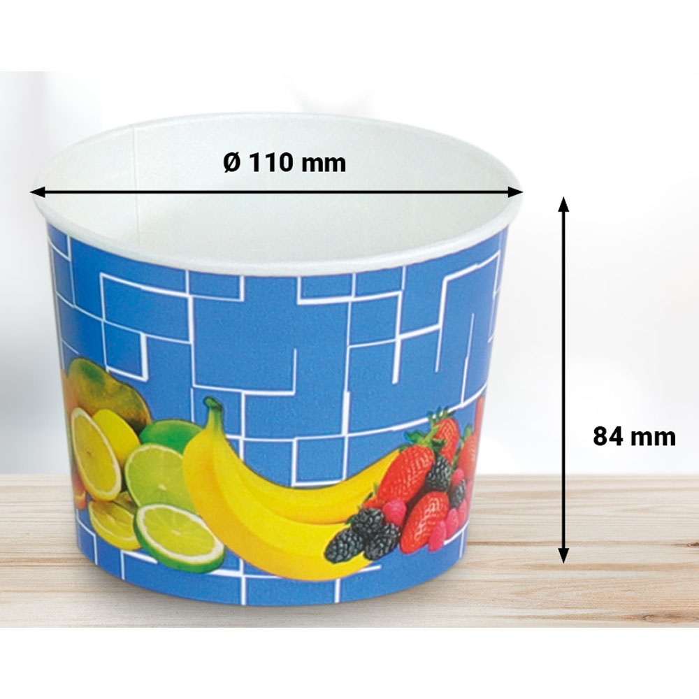 1000 Eisbecher 580 ml Früchte Blau Ø 110 x 84 mm Hartpapier