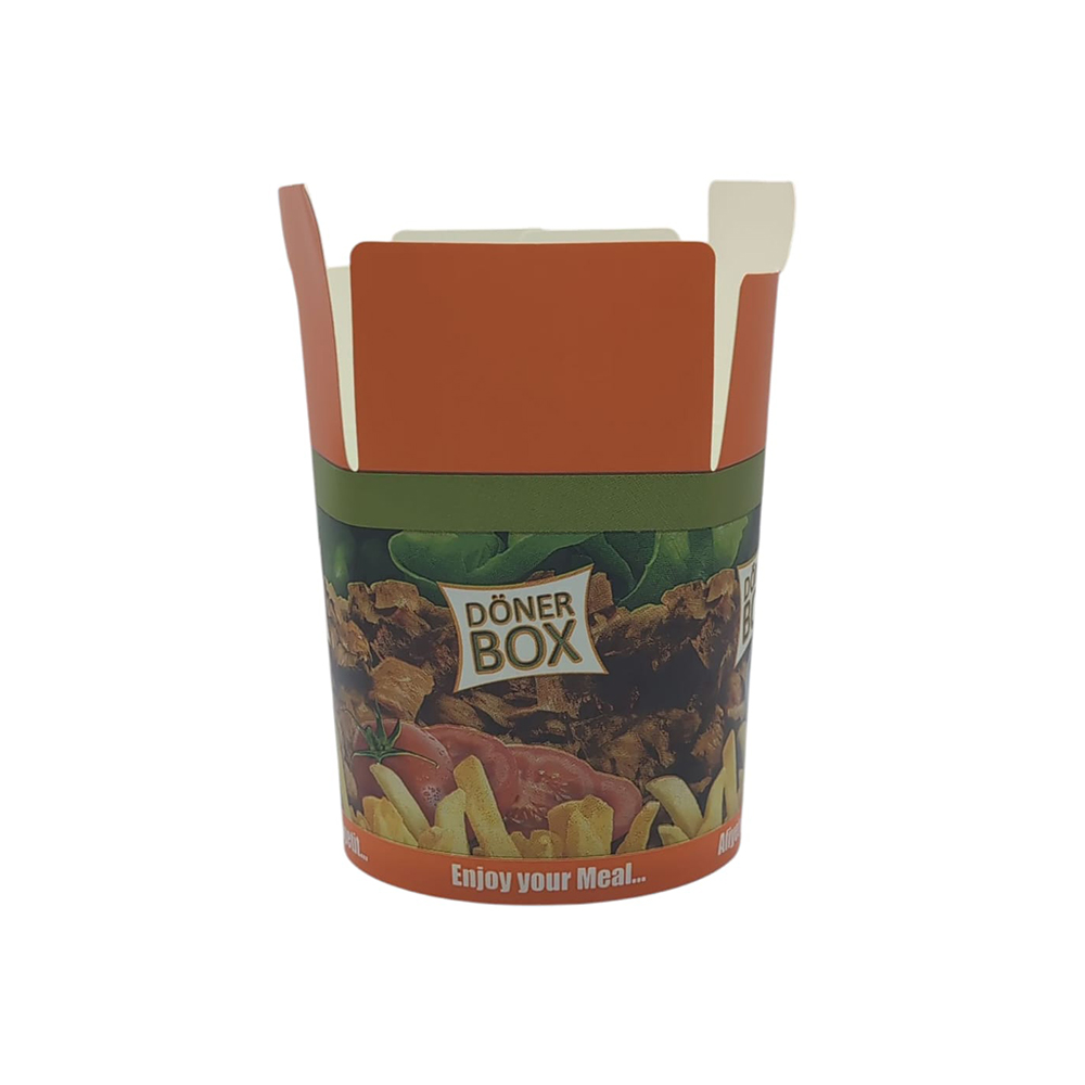 500 Döner Kebab Boxen 750 ml – Neutralmotiv bedruckt, Faltboxen, Pommesboxen