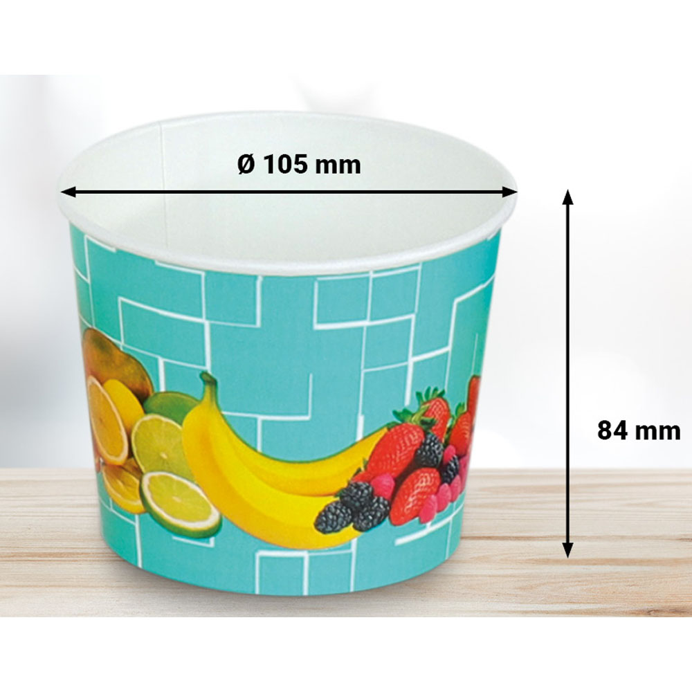 45 Eisbecher 500 ml Früchte Türkis Ø 105 x 84 mm Hartpapier