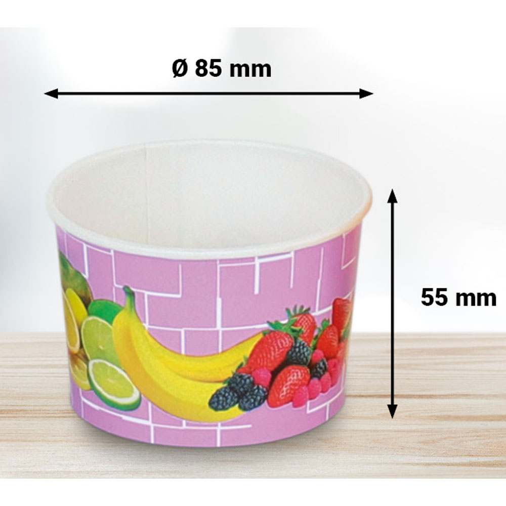 45 Eisbecher 220 ml Früchte Lila Ø 85 x 55 mm Hartpapier