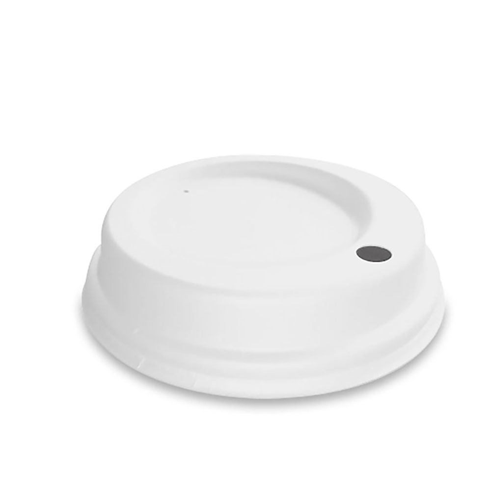 50 Coffee-to-go-Deckel Ø 80 mm Weiß Bagasse mit Trinköffnung
