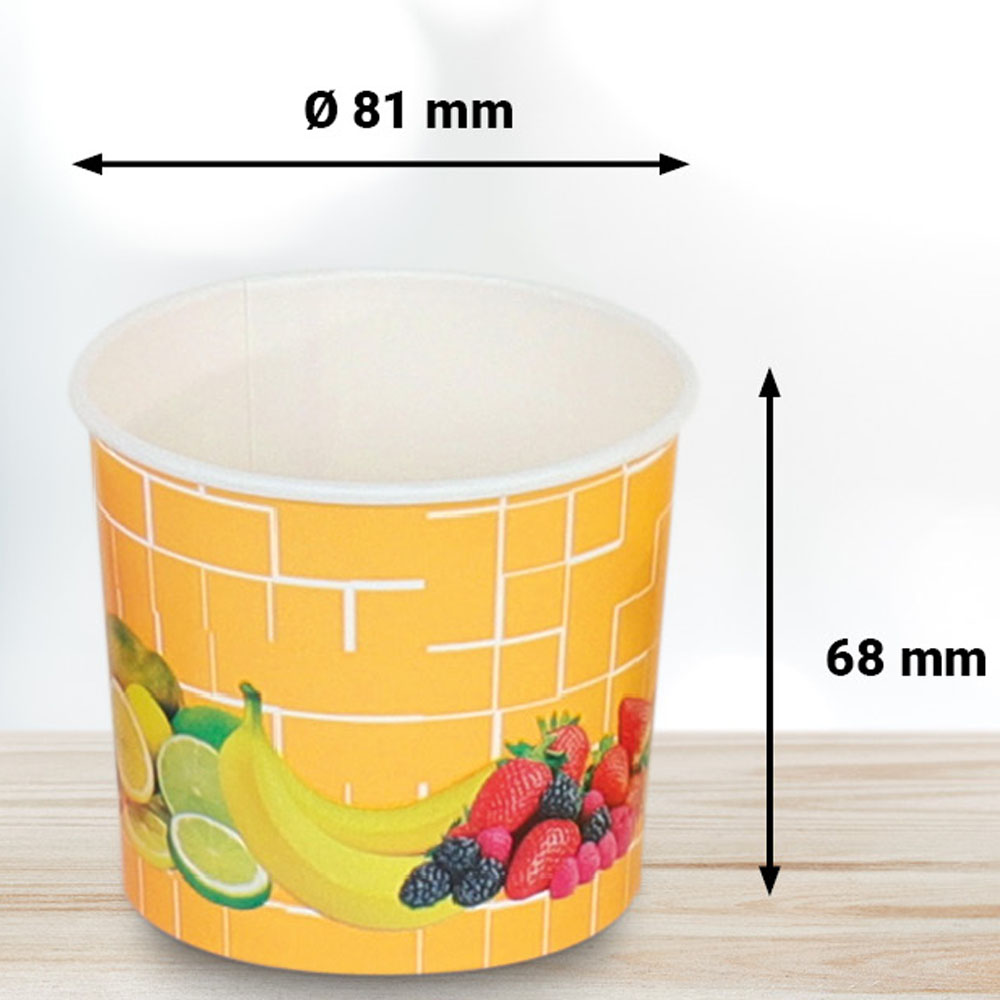 1200 Eisbecher 250 ml Früchte Sonnengelb Ø 81 x 68 mm Hartpapier